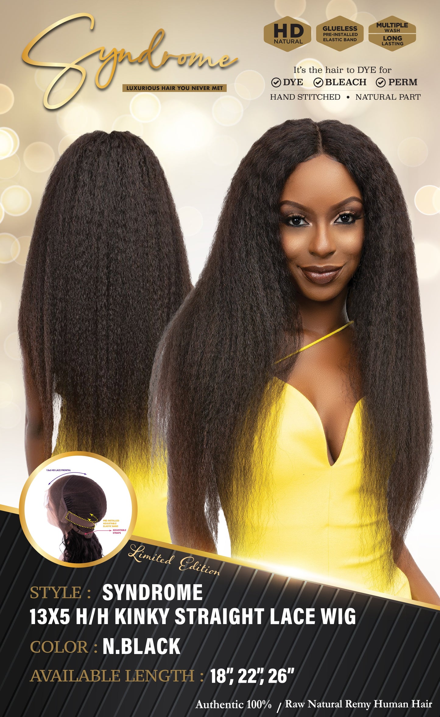 SYNDROME 13X5 H/H KINKY STRAIGHT LACE WIG