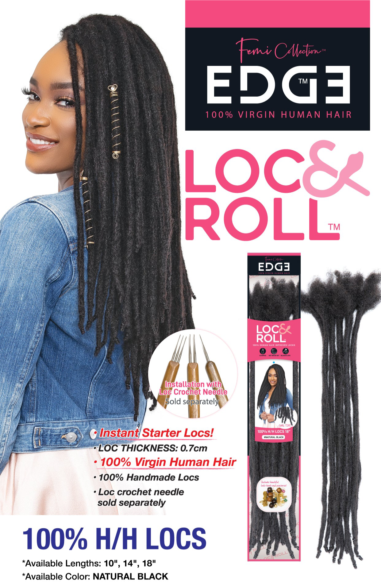 EDGE LOC N ROLL 100% H/H LOCS 6"