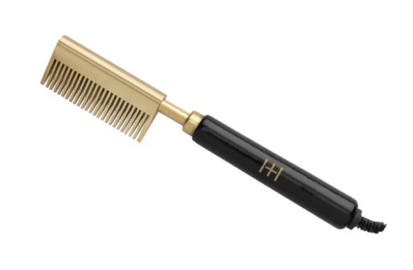 Hot & Hotter Electric Straightening Comb Medium Straight Teeth, 1 Count, Black & Gold