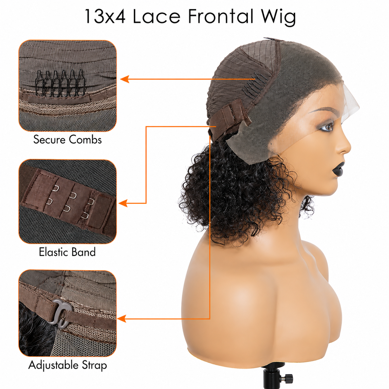 10" 13x4 Pre-Plucked Lace Frontal Bob Wig Curly