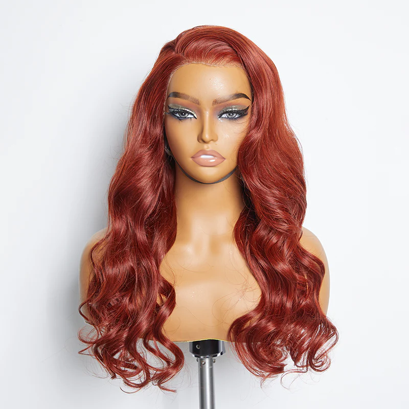 24 Inches 13"x4" Body Wavy Wear & Go Glueless Color #Redbrown Lace Frontal Wig-100%