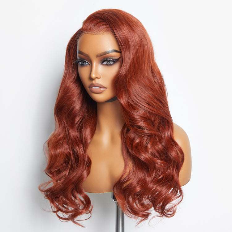 24 Inches 13"x4" Body Wavy Wear & Go Glueless Color #Redbrown Lace Frontal Wig-100%
