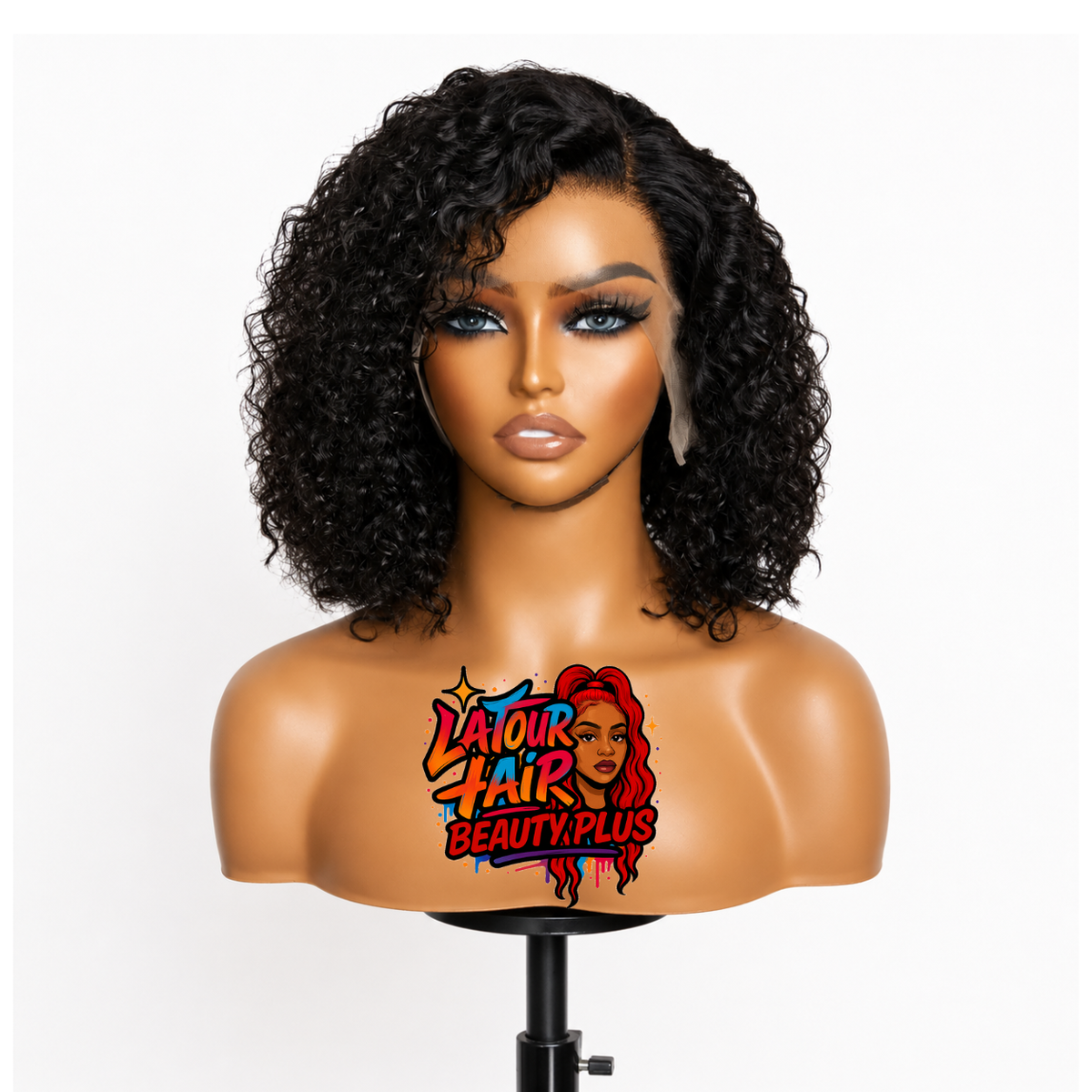 10" 13x4 Pre-Plucked Lace Frontal Bob Wig Curly