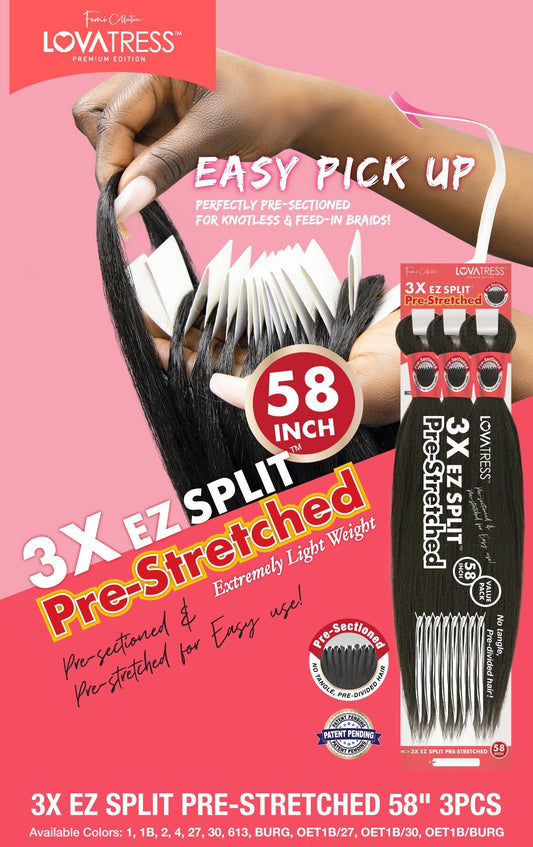 40 Pack Box 3X EZ SPLIT PRE-STRETCHED BRAID 58" (3pcs) | 40-pack-box-3x-ez-split-pre-stretched-braid-58-3pcs