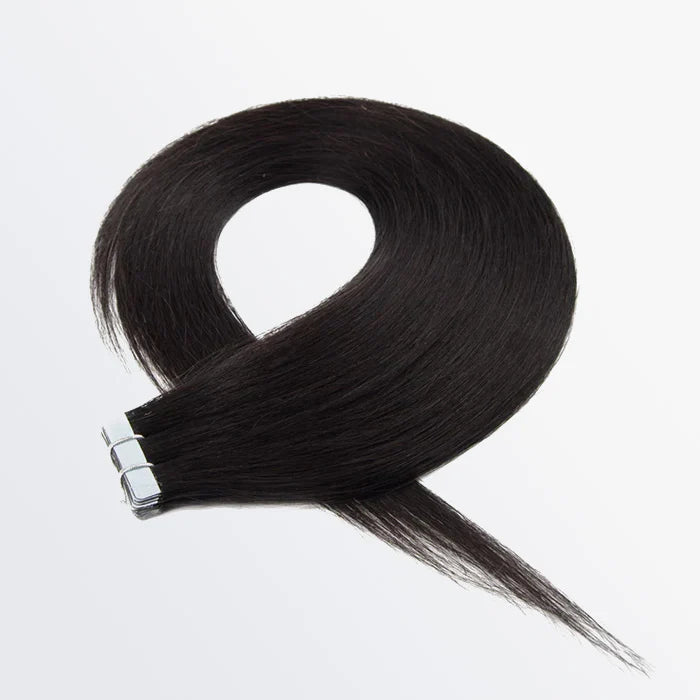 Premium Undetectable Human Hair Tape-Ins – Natural Black (#1B)