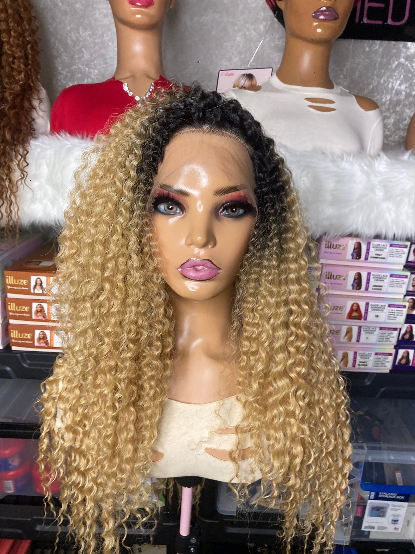 MAGIC LACE FRONTAL HUMAN BLENDED HAIR WIG - SUPER WAVE 30"