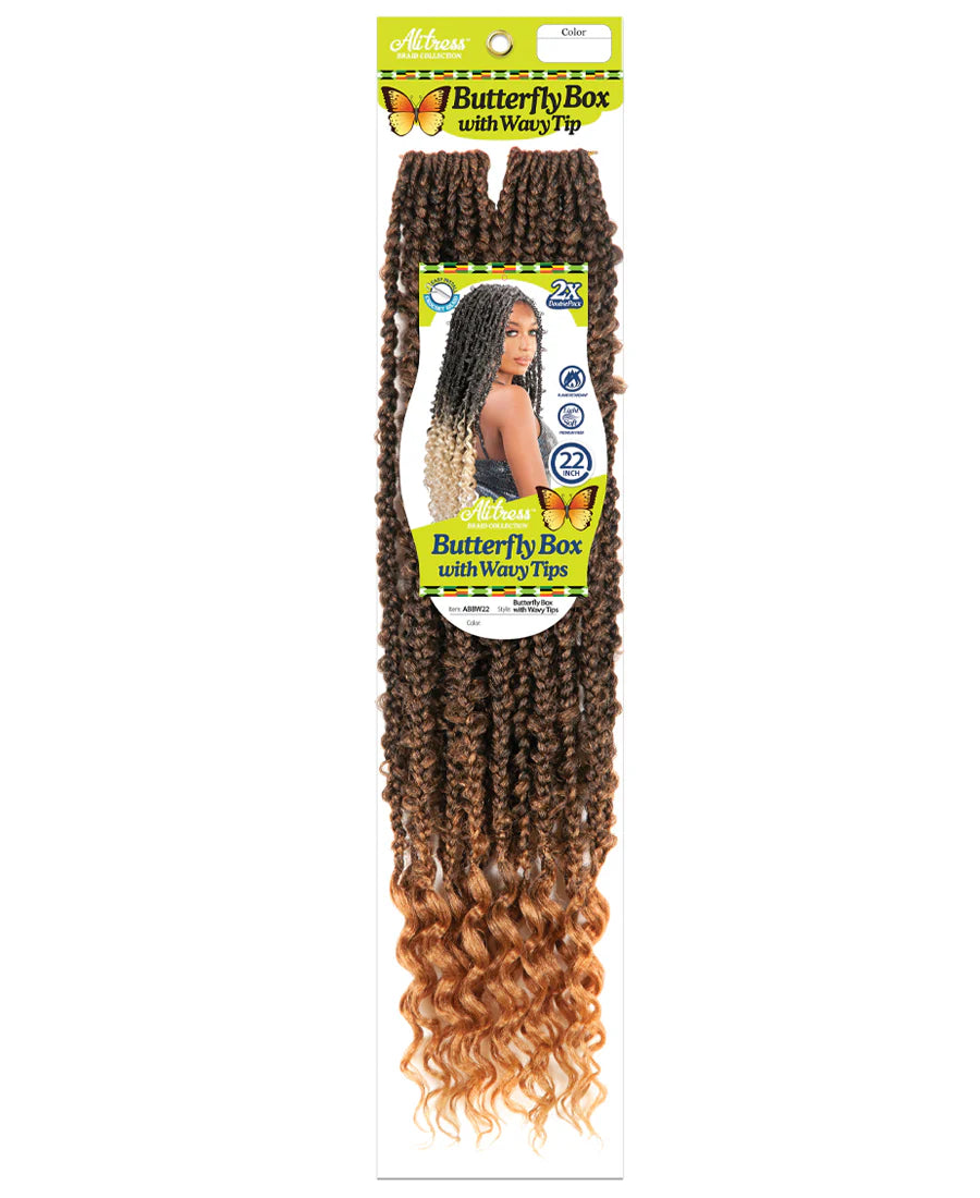 Alitress Butterfly Box with Wavy Tips- 22 inch 2X (1/50) 30pcs Box CAN MIX COLORS | alitress-butterfly-box-with-wavy-tips-22-inch-2x-1-50