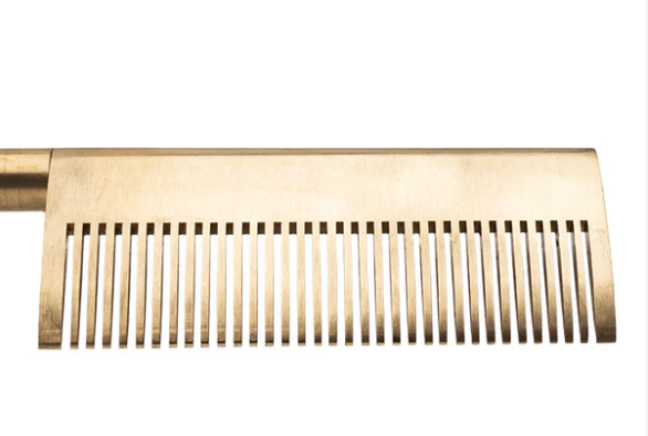 Hot & Hotter Electric Straightening Comb Medium Curved Teeth, 1 Count, Black & Gold