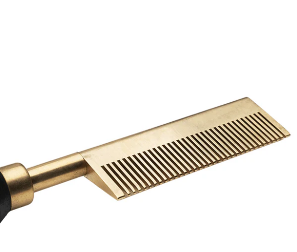 Hot & Hotter Electric Straightening Comb Medium Straight Teeth, 1 Count, Black & Gold