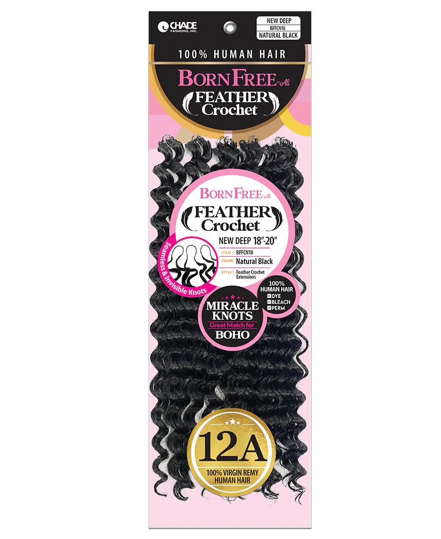 HUMAN HAIR FEATHER CROCHET EXTENSIONS - NEW DEEP 18"