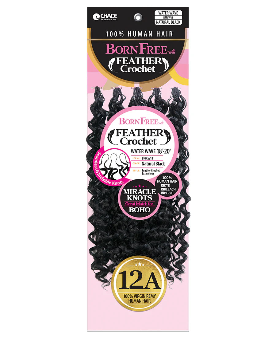 HUMAN HAIR FEATHER CROCHET EXTENSIONS - WATER WAVE 18"