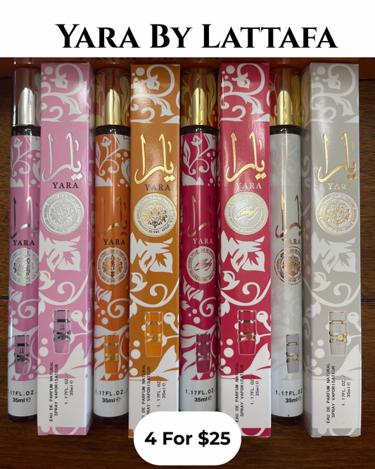 Yara by Lattafa Mini Perfume Bundle (4-Pack) — 35ml Each (Exact Set Shown)