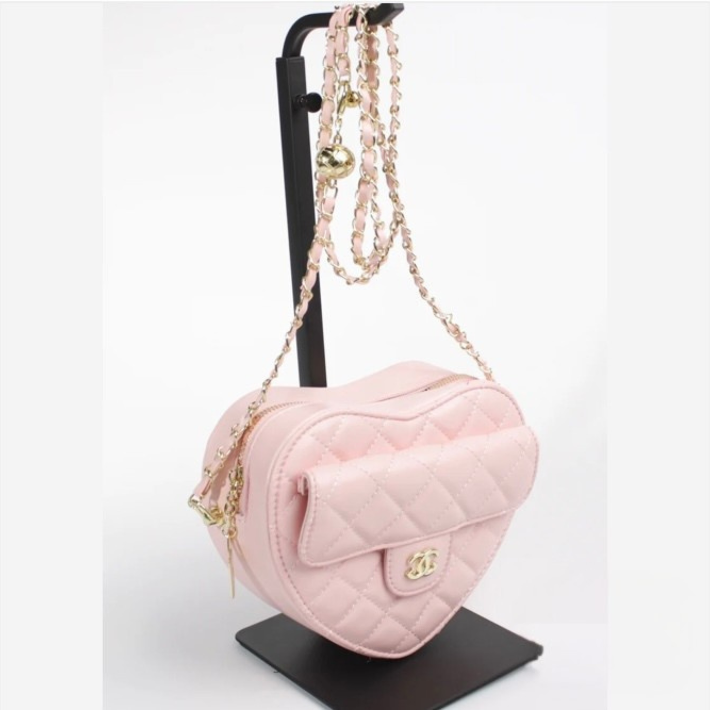 Quilted Heart Crossbody Bag (Faux Leather) – Multiple Colors