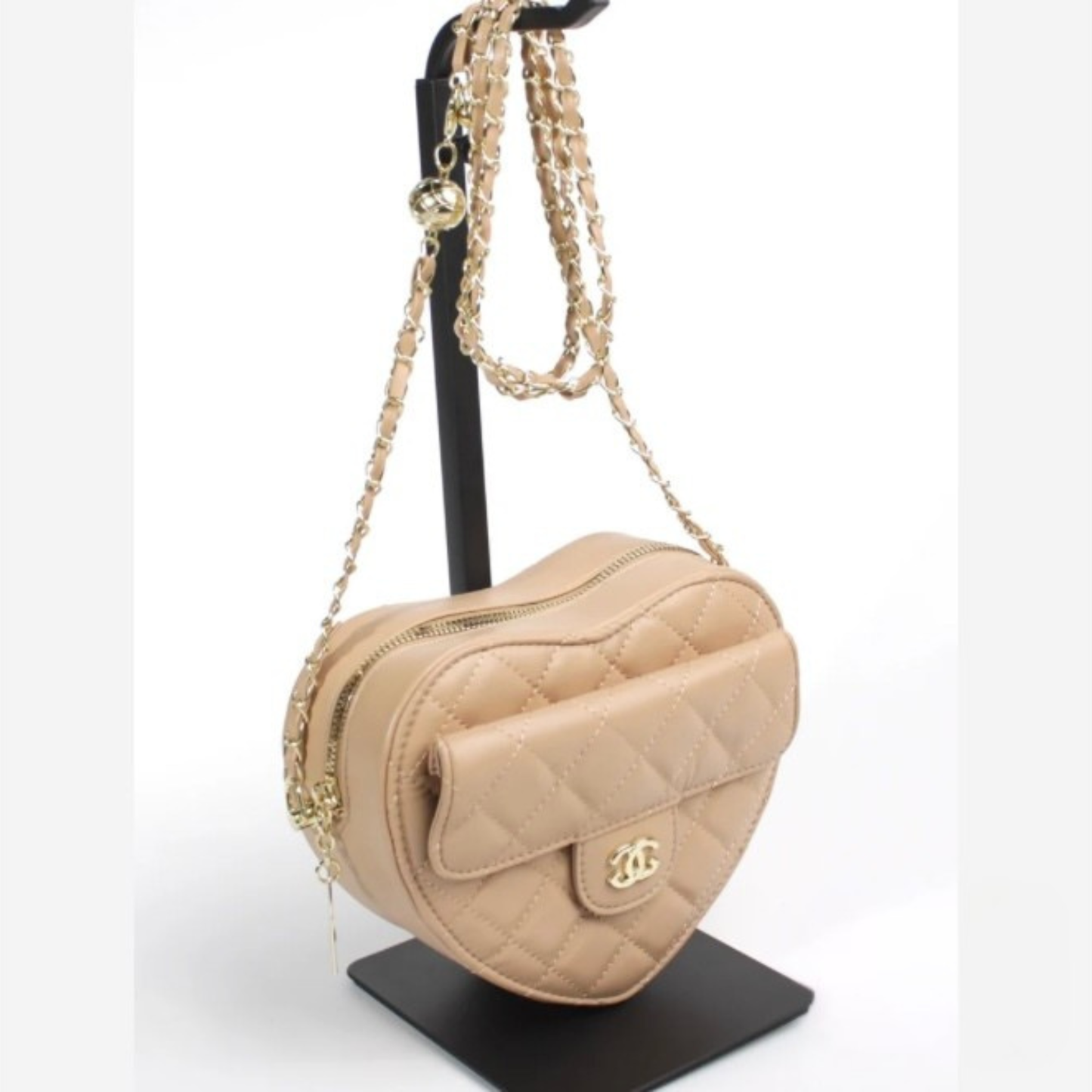 Quilted Heart Crossbody Bag (Faux Leather) – Multiple Colors