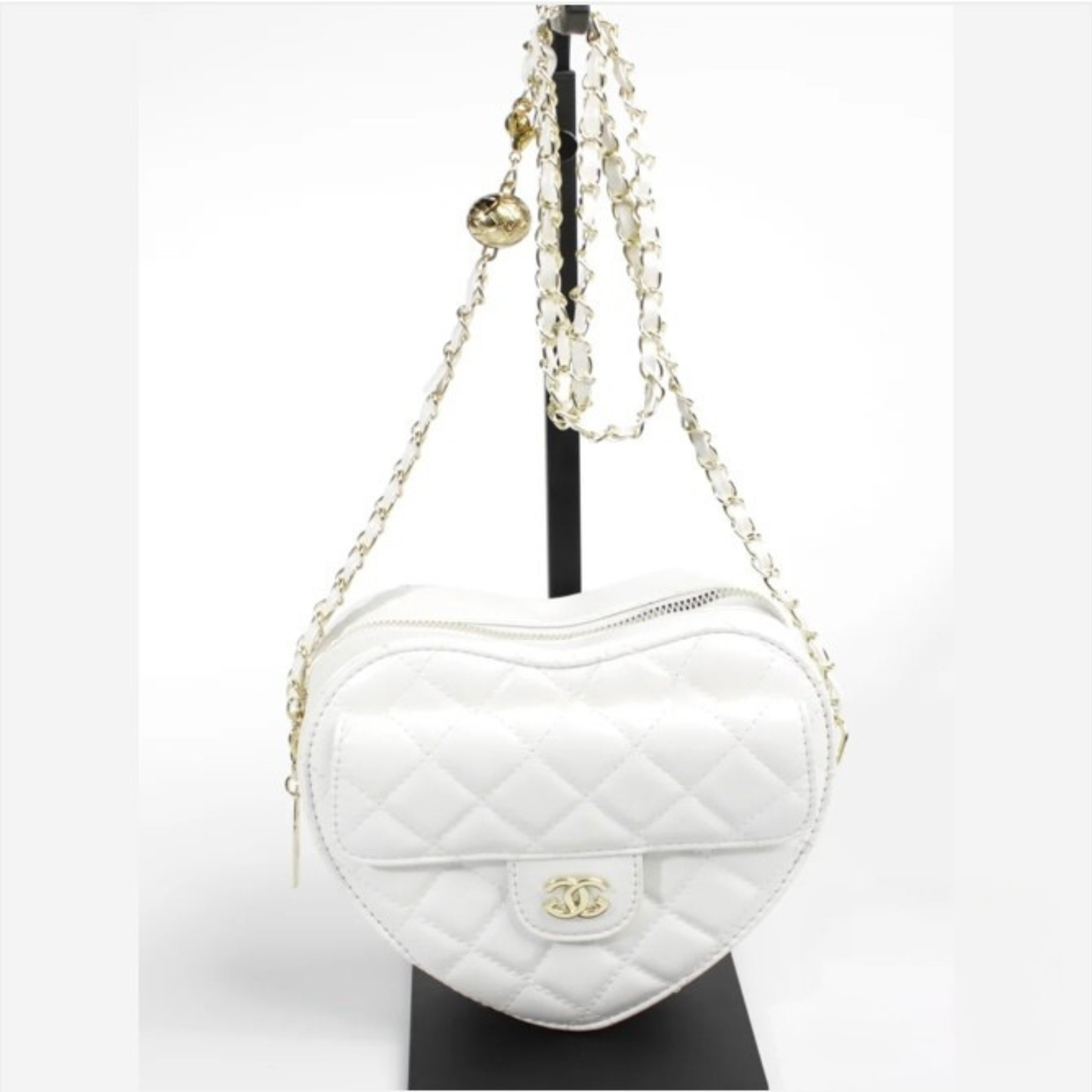 Quilted Heart Crossbody Bag (Faux Leather) – Multiple Colors