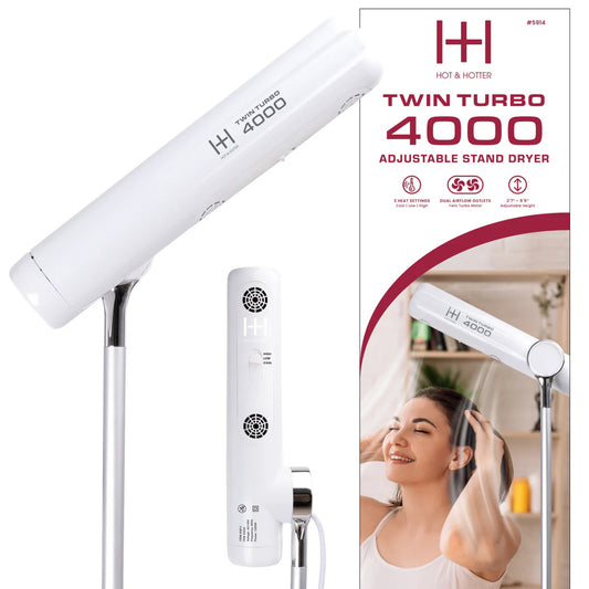 Hot & Hotter Twin Turbo 4000 Adjustable Handsfree Stand Dryer, 1 Count, White