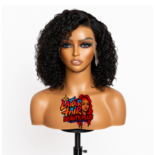 10" 13x4 Pre-Plucked Lace Frontal Bob Wig Curly