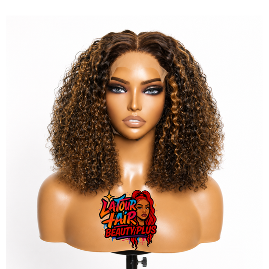 14" 150% Density 5x5 Closure Lace Wig Kinky Curly