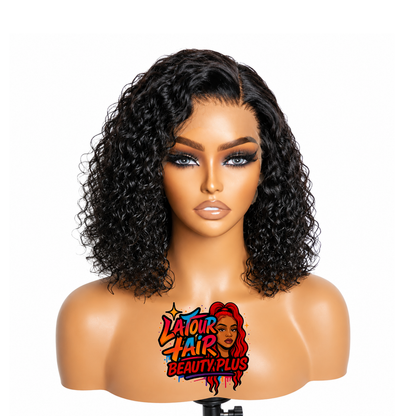 12"-14" 150% Density 13x4 Pre-Plucked Lace Frontal Bob Wig Water Wave
