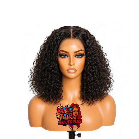 12"-14" 150% Density 5x5 Glueless Lace Closure Bob Wig Water Wave